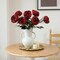 6Pcs Burnt Burgundy Artificial Roses Flowers Fake Silk Roses Flower (Burnt Burgundy)